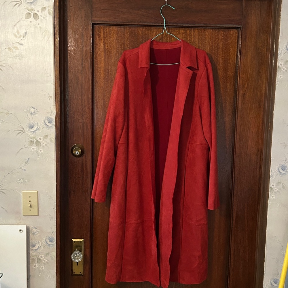 TWO Burnt orange ultra Suede Long Coat and blazer jacket. Two for one price. - Picture 1 of 12